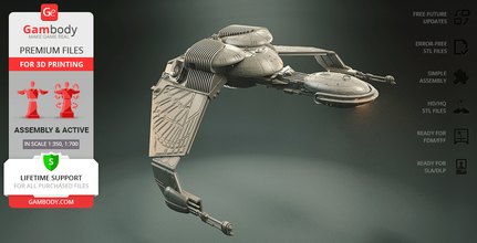 klingon bird of prey 3d impressão modelo montagem + açao Navios Romulan pássaro presa Estrela caminhada Descoberta uss empreendimento 3d print model - Mito3D