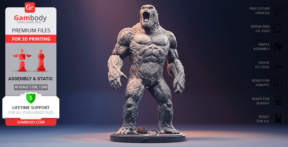 kong 3d impression figurine Assemblée Roi titanus Godzilla vs of primates crâne île singe gorille merveille monde 3D print model - Mito3D