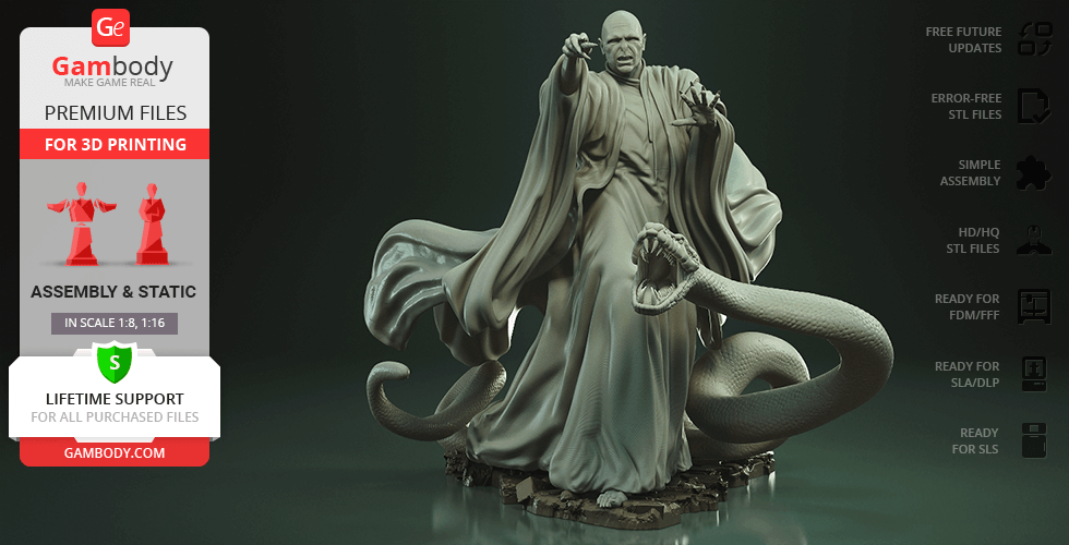 lord voldemort 3d printing figurine assembly Lord Voldemort, Tom Marvolo Riddle, You Know Who, Elder Wand, Dark Lord, Harry Potter, He Who Must Not Be Named, Heir of Slytherin, Death Eater, Nagini, half-blood, wizard, JK Rowling, dark magic, Hogwarts, Horcruxes, Parseltongue, Gaunt, Ralph Fiennes, muggle, Voldemort model, figure, figurine, miniature, Riddle printing, stl files, diorama 3D print model - Mito3D