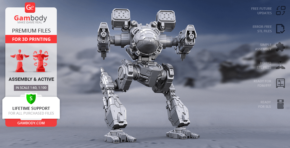 mad cat mkii stampa 3d modello + azione cat, gatto impazzito mkII, mk2 mwo, mech, robot, mechwarrior, mech warrior, battletech, battlemech, assalto, video gioco, mkII modello, in miniatura, figura, figurine, 3d, file stl, sfera interiore, star league, invasione 3D print model - Mito3D