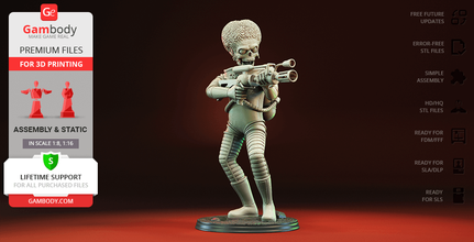 marciano 3d impresión figurilla montaje Marte ataques extraterrestre extraterrestres invasión sci fi comedia película tim aparejo icónico Pobre mí Ejército desintegrador 3d print model - Mito3D