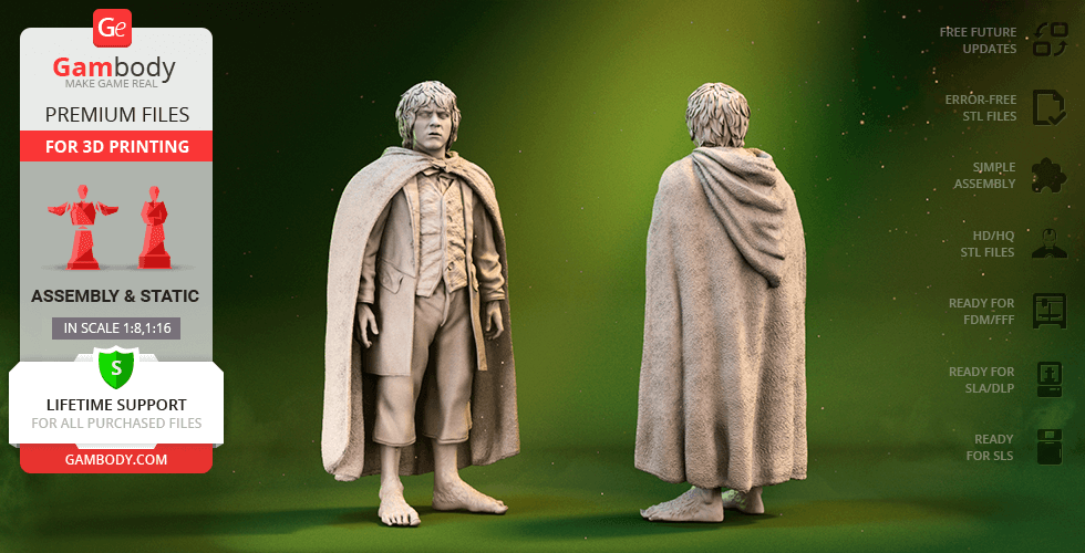 joyeux cognac 3d impression figurine Assemblée meriadoc magnifique Hobbit Seigneur of anneaux kalimac brandagamba Maître Buckland écuyer rohan camaraderie 3D print model - Mito3D