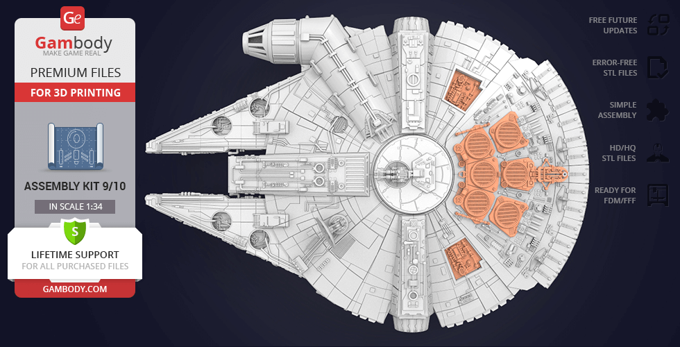 il millennium falcon motore di aperture 3d stampabile parti esterne kit 2 falcon, parti, esterne, comprare per la vendita, aperture, nave, navi 3D print model - Mito3D