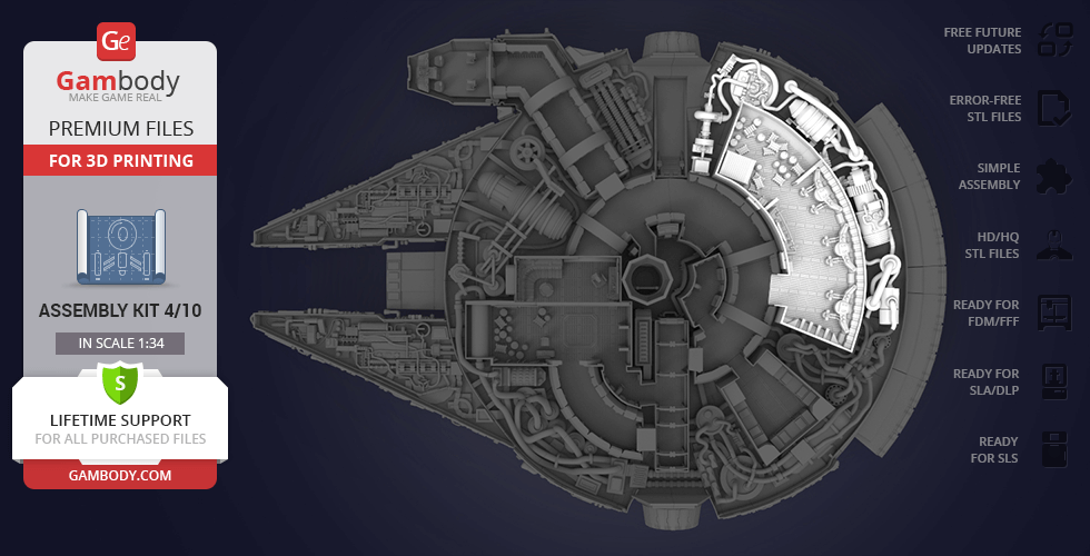 millennium falcon interior 3d printable parts kit 2 hyperdrive engineering bay model, engine buy print, star wars, ship, ships 3D print model - Mito3D