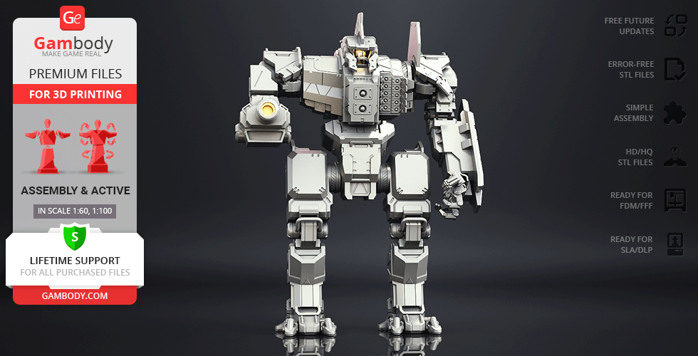 mwo Yüzbaşı 3d baskı model montaj + aksiyon yüzbaşı CN9 A mekanik robot robotlar mechwarrior savaşçı battletech battlemech orta 3D print model - Mito3D