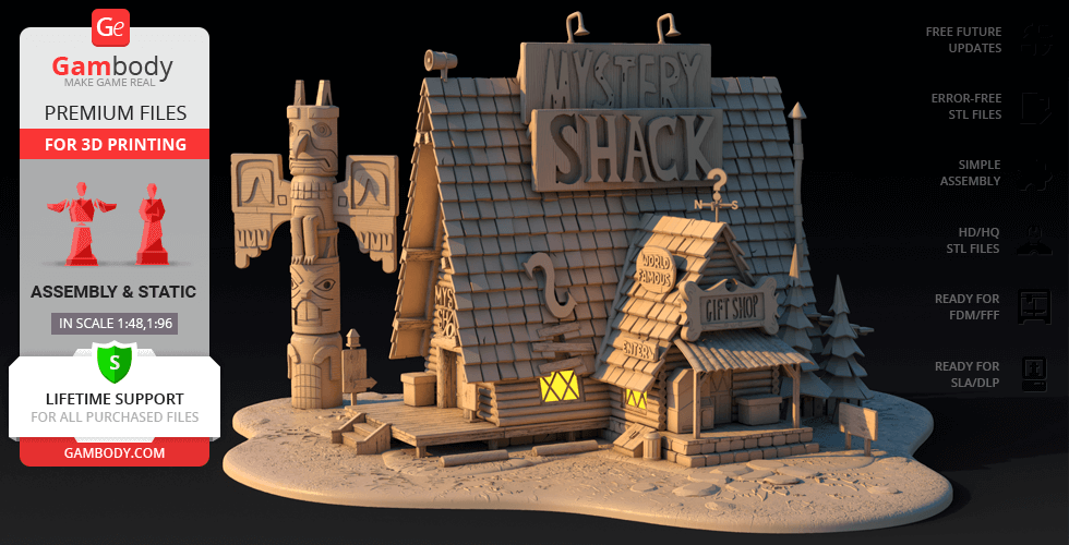 mistério barraco 3d impressão modelo montagem gravidade Quedas Stan Pines Shack Mabel Dipper concha presente Comprar quedas gopher 3D print model - Mito3D