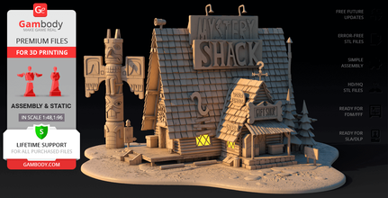 mystery shack 3d printing model assembly Gravity Falls, Stan Pines, Mystery Shack, Mabel and Dipper, Dipper Gift Shop, Falls Gopher Road, Tourist trap, The Murder Hut, Cartoon, Animated Series, Shack model, figure, figurine, miniature, printing, stl files 3d print model - Mito3D