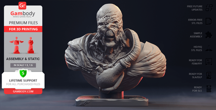 nemesis büst 3d baskı heykelcik montaj düşman yerleşik kötü 3 patron adam canavar korku adamlar biyolojik tehlike oyun dp dopepop Uyuşturucu 3d print model - Mito3D