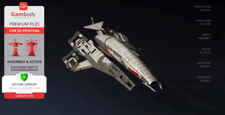 normandia sr 1 3d impressão modelo montagem mass effect nave estelar fragata commander shepard ponte arco garrus vakarian embarcação velozes planeta ataque sci fi series coleção franquia militares video games command deck 3d print model - Mito3D