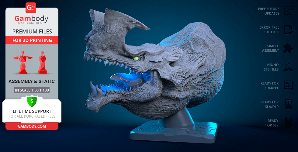 otachi busto 3d impresión figurilla montaje dopepope Otachi kaiju criatura Pacífico Borde reptil bestia películas monstruo jaeger jaegers poderoso dp 3D print model - Mito3D