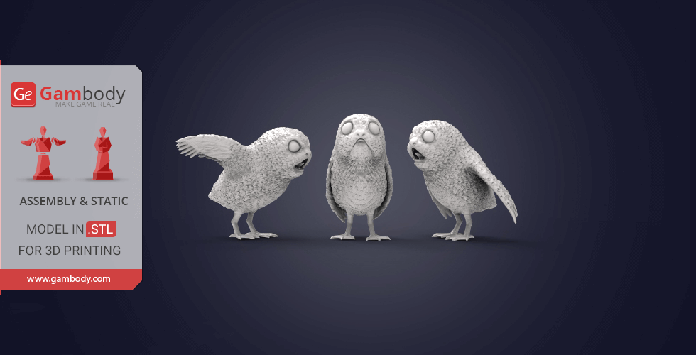 porgs de impresión en 3d miniaturas la asamblea star wars, wars lindo aves, pájaro ojos negros, 8, episodio nueva porgs, porg, VII, personajes juegos película películas stl, los archivos 3d, para el modelo, modelo 3D print model - Mito3D