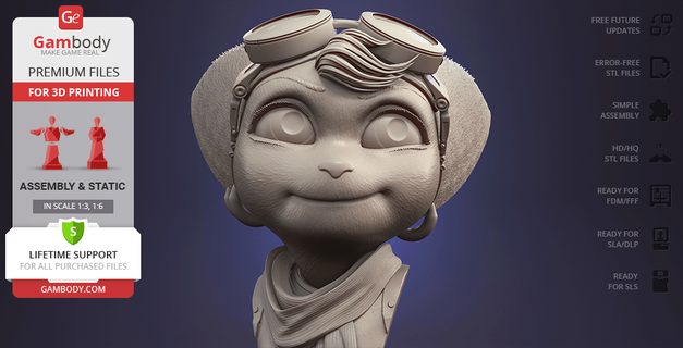 rivet bust 3d printing figurine assembly game playstation ratchet-and-clank ratchet stl action-adventure female resistance 3d print model - Mito3D