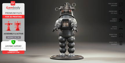 robby robot 3d printing model assembly + action Robby the Robot, robot, Forbidden planet, sci-fi, Robbie, dr Morbius, Altair IV, Krell, AI, icon, sci-fi Robby, Robot model, figure, figurine, miniature, printing, stl files 3d print model - Mito3D