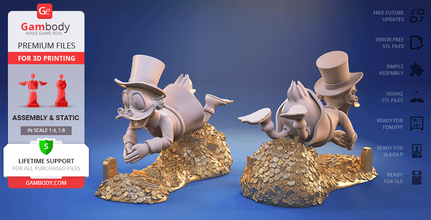scrooge Mcduck 3d impresión figurilla montaje McDuck dibujos animados Animación don Rosado Cuentos pato tío Mr McDee oro diorama 3d print model - Mito3D