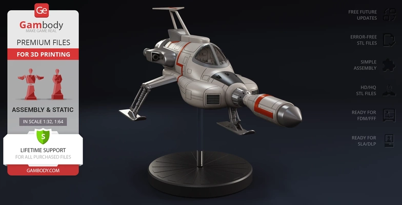 shado interceptor 3d printing model assembly ufo spacecraft space fighter interceptors space-fighter earth moon cockpit series tv-series sci-fi science-fiction gerry-anderson human aliens invasion vehicle moonbase pilot weapon missile fuel-tank engine 3d print model - Mito3D