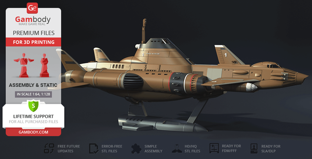 shado paracaidista 3d impresión modelo montaje submarino sci fi OVNI 3d print model - Mito3D