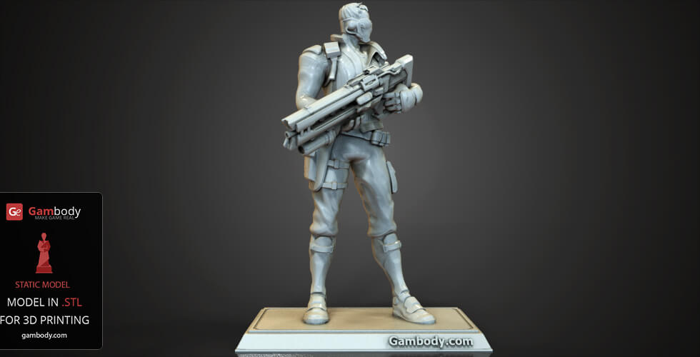 soldier 76 3d model stl files static figure model, buy overwatch download fils, printing files, download, purchase 3D print model - Mito3D