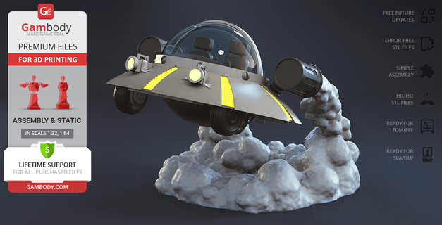 space cruiser 3d printing model assembly rick-and-morty rick-sanchez sci-fi spaceship stl collection morty-smith rick morty interstellar-travel portal-gun adventure 3d print model - Mito3D