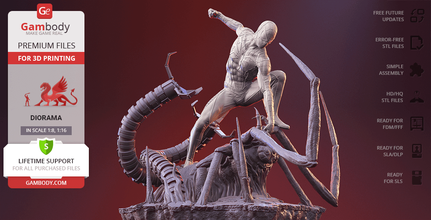 spider-man 3d printing figurine diorama assembly spider-man, game suit, peter parker, marvel, marvel comics, avengers, comic book, hero, superhero, assembly, spiderman, amazing ps4, ps4 game, video version, marvel’s insomniac games, action-adventure, sci-fi, super-human, spiderman figure, model, miniature, figurine, printing, stl files 3d print model - Mito3D
