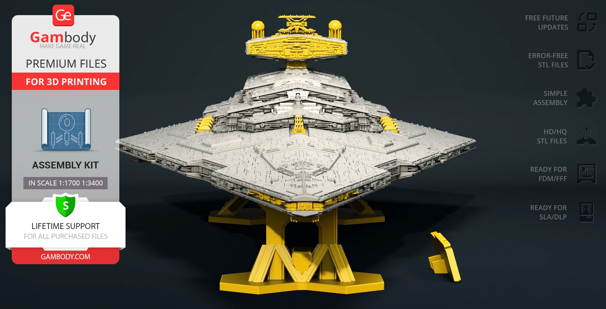 star yok edici add takım 3d baskı montaj wars sci fi uzay gemisi gemi araçlar gemiler uzay sw gemi aracı yıldız imparatorluk gökada space ship galactic war capital imperial navy isd impstar 3D print model - Mito3D