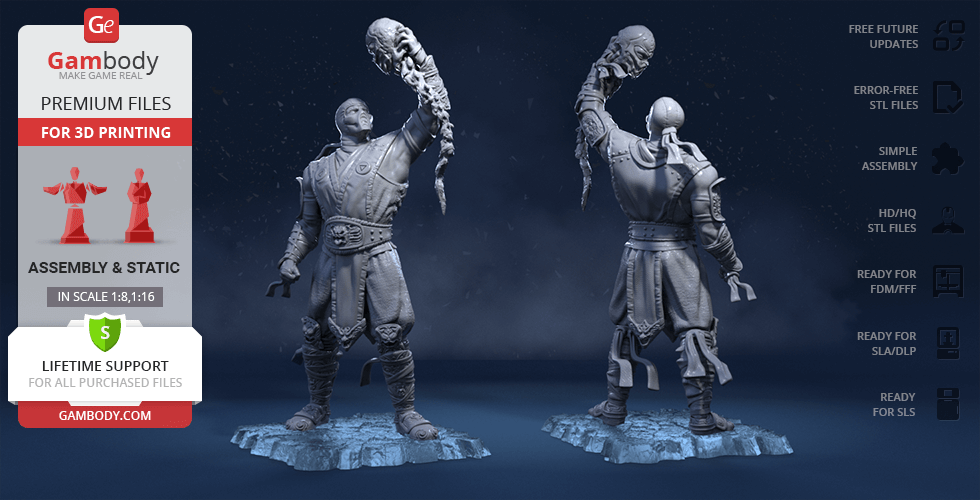 sub-zero, l'impression 3d figurine de l'assemblée sous, zéro, mortal kombat, scorpion, lin kuei, combat, lutte, jeu, bi han, kuai liang, sub-zero figure, figurine, modèle, miniature, 3d, les fichiers stl 3D print model - Mito3D