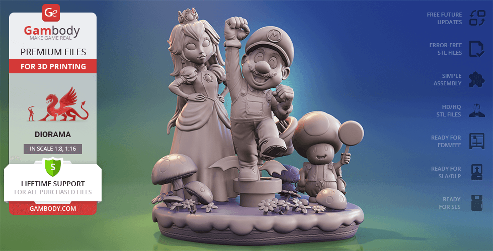 super mario 3d impression figurines diorama Assemblée Mots clés 3D print model - Mito3D