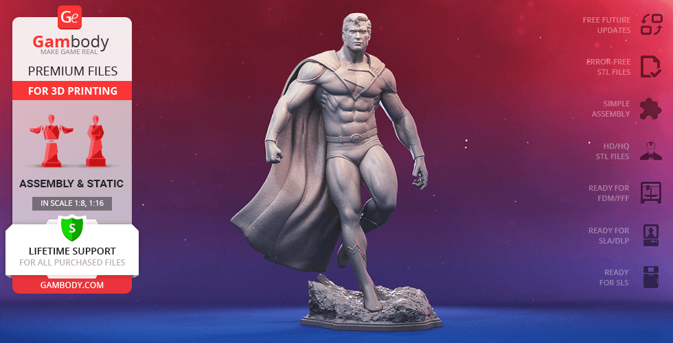 superman-classic 3d-Druck-Figur Montage superman classic, dc -, dc-comics, justice league, dc, extended, extended universe, clark kent, kal-el, der kryptonische, Sohn von krypton, man of steel, smallville, Mann im Himmel, steppenwolf, alien, Superhelden, Haus des el, daily planet, die dunkle Nacht, cyborg, heroes park, Mutter-box, Figur superman-Figur, Modell, Miniatur, 3d Druck, stl-Dateien 3D print model - Mito3D