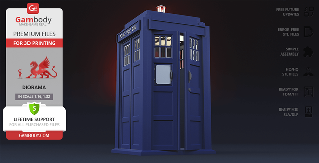 tardis 3d stampa modello assemblaggio sci fi doctor who time travel television series ibrido lord stl finzione 3d print model - Mito3D