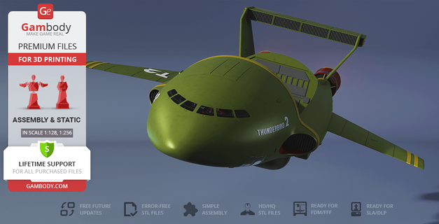 pássaro trovão 2 3d impressão modelo montagem sci fi veículo aeronave television series 3d print model - Mito3D
