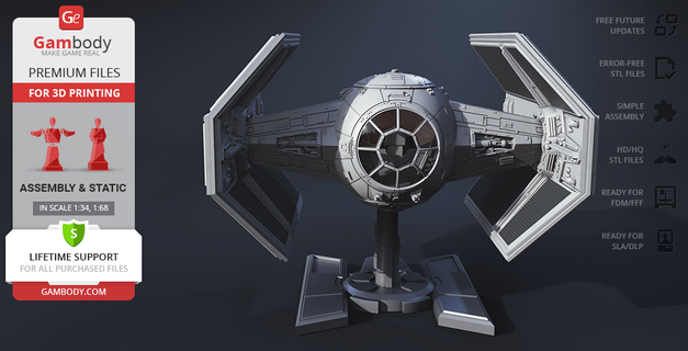 tie advanced 3d printing model assembly + action fighter surface twin ion engines galactic empire fleet star wars sw 3d print model - Mito3D