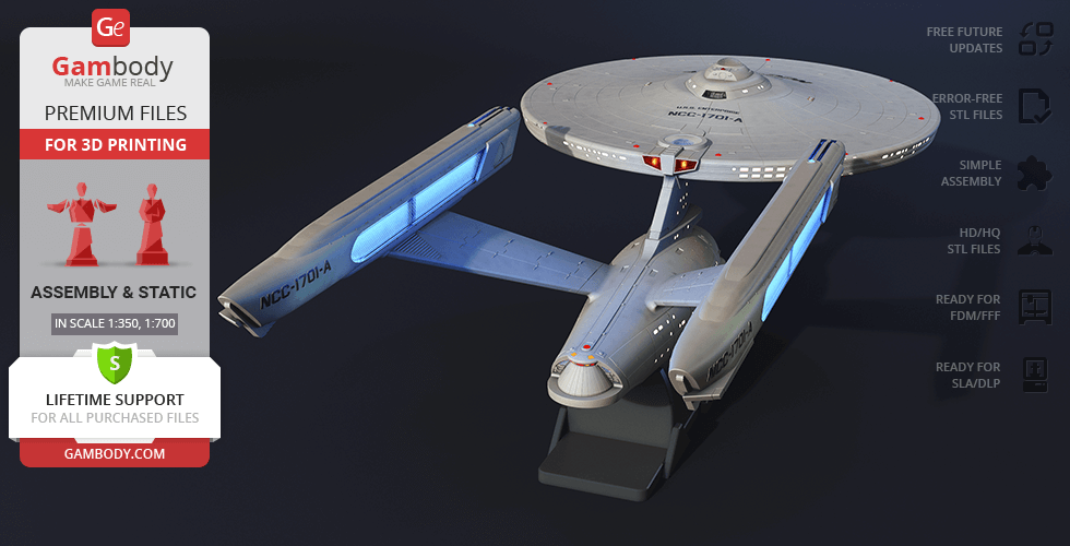 uss enterprise ncc-1701-a 3d printing model assembly star-trek sci-fi spaceship stl space series vessel spacecraft starship tv-series collection spock starfleet united-federation-of-planets cruiser wintersale 3D print model - Mito3D