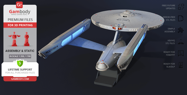uss enterprise ncc-1701-a 3d printing model assembly star-trek sci-fi spaceship stl space series vessel spacecraft starship tv-series collection spock starfleet united-federation-of-planets cruiser wintersale 3d print model - Mito3D