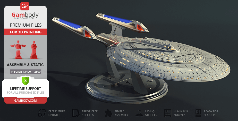 uss empresa ncc 1701 3d impresión modelo montaje estrella emigrar nave estelar flota ICONA capitán jean luc picard constitution class tv serie sci fi espacio viajero figura figurilla miniatura stl archivos vehiculos astronave Embarcacion buque buques 3D print model - Mito3D