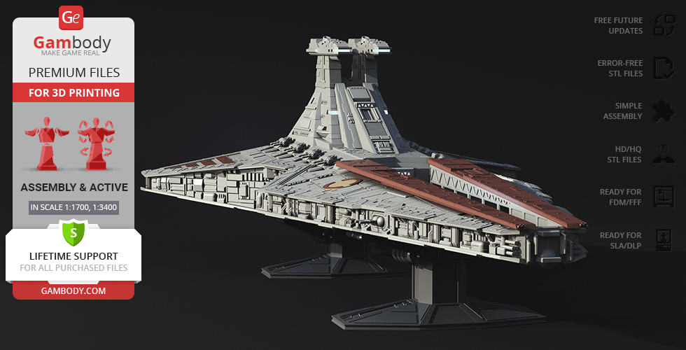 venator-class star destroyer 3d printing model assembly spaceship wars venatorbd 3D print model - Mito3D