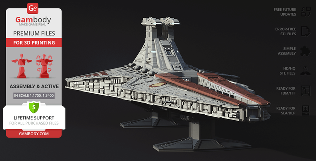 venator-class star destroyer 3d printing model assembly spaceship wars venatorbd 3d print model - Mito3D