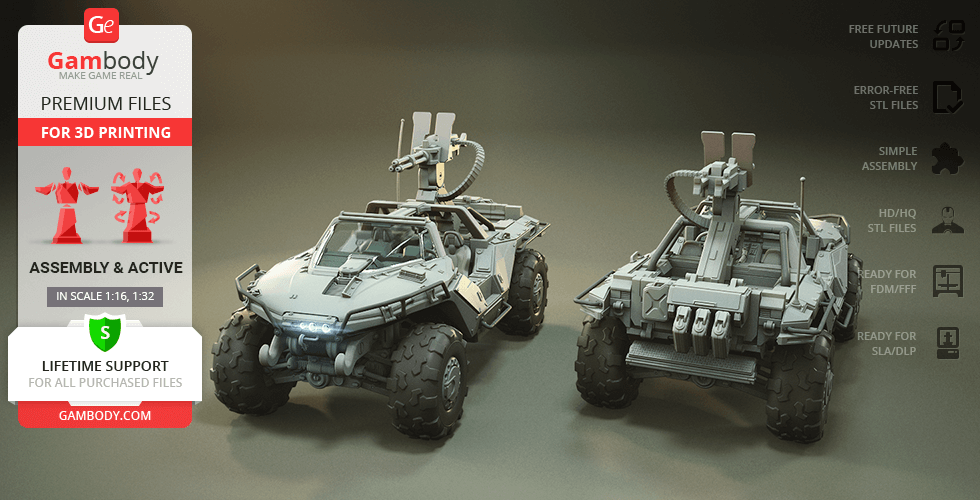 javali m12b 3d impressão modelo montagem + açao M12B Javali Aréola Porco aréola unsc armado Forças sci fi veículo carro M12 FAV 3D print model - Mito3D