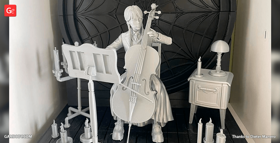 Mercredi 3d impression figurine diorama Assemblée Addams 3D print model - Mito3D