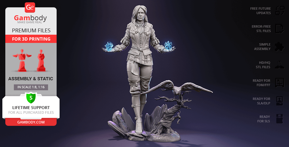 Yennefer 3d baskı heykelcik montaj of vengerberg Cadı destan Janka Yen Yeni büyücü andrzej Sapkowski video oyun Roman karakteristik Geralt Rivya Lehçe 3D print model - Mito3D