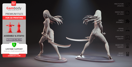 yorha a2 3d printing figurine assembly nier, automata, mystery, a2, yorha, attacker, No2, type a, battle, machine war, branch c, Virtuous Treaty, Number Two, Type-4O Sword, video game, ps4, pc, xbox, android, robot, robots, fumake, model, figure, figurine, miniature, printing, stl files, droid, stage play 3d print model - Mito3D