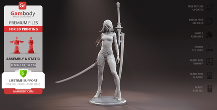yorha a2 standing posture 3d printing figurine assembly nier, automata, mystery, a2, yorha, attacker, No2, type a, battle, machine war, branch c, Virtuous Treaty, Number Two, Type-4O Sword, video game, ps4, pc, xbox, android, robot, robots, fumake, model, figure, figurine, miniature, printing, stl files, droid, stage play 3d print model - Mito3D