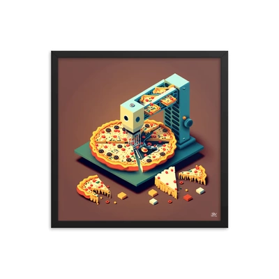caseoso ingenieria aleatorio trozo of queso pastel hora mágico máquina delicioso pizzas empujar botón tierra as pizza mago it amado by oms probado creaciones día difícil at 3d print model - Mito3D