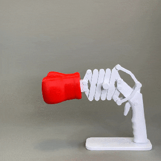 comical extending boxing glove extends endbut trigger activated piece functional sculpture great display packs punch decide advantage 'functional' 3d print model - Mito3D