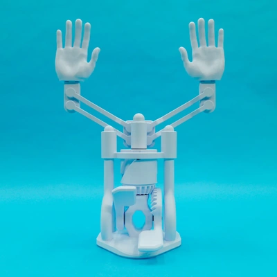 hands up - special edition sculpture is about celebrating fact dj told to autonomous decision do so premium printed components held precision bearings hardware hand assemble 3d print model - Mito3D