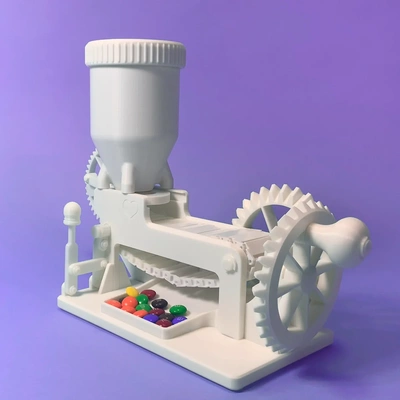 love conveyor demonstrates small bits of chocolate coated in delicious colourful candy dubbed by creator overly complicated engineered dispenser invented unique kinetic sculpture lives a double life- it function dispensing c 3d print model - Mito3D