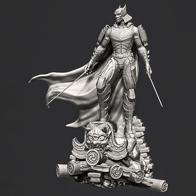 batman samurai 3d modello pronto to stampa stl stampa 3d print model - Mito3D