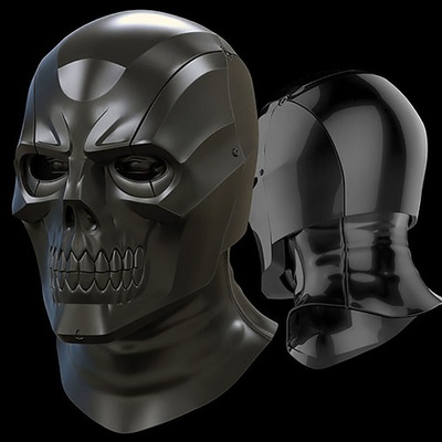 preto mascarar arkham cavaleiro capacete 3d impressão modelo stl crânio 3d print model - Mito3D