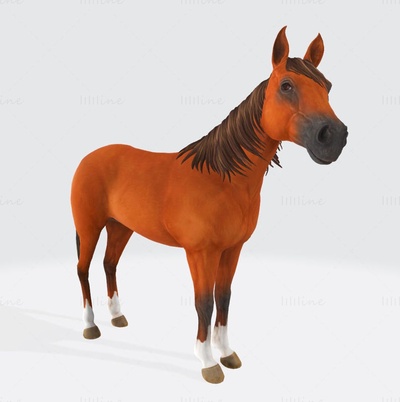 marrón caballo animal 3d impresión modelo stl obj fbx 3d print model - Mito3D