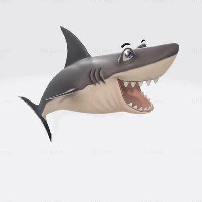 cartoon shark 3d print model 3d print model - Mito3D