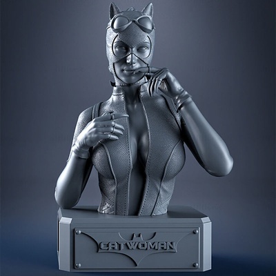 catwoman buste 3d impression modèle stl 3d print model - Mito3D