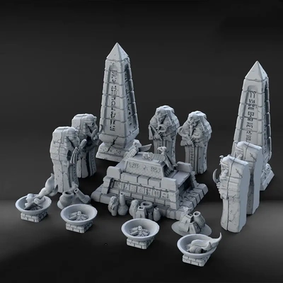 verlies einstellen kapitel iii miniaturen 3d drucken modell stl altar arche kohlebecken monolith gebrochen ritual schädel sarkophag schiff 3d print model - Mito3D